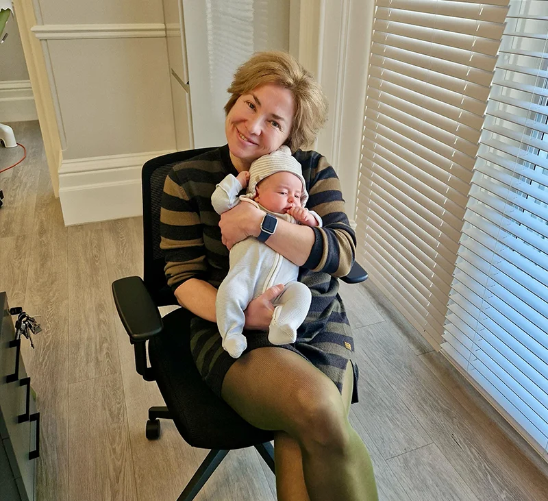 Obstetrician Dr Berrin Tezcan with new born baby