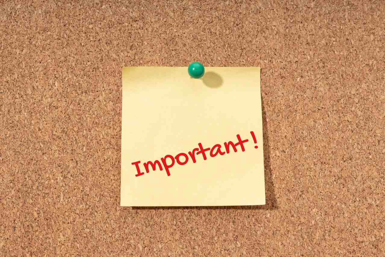 7 important things your gynaecologist wants you to know important written on a sticky note pinned on a cork board