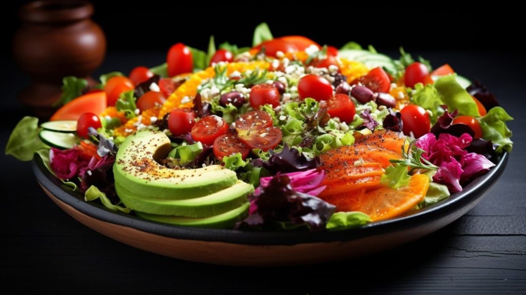 close up shot of a healthy salad bowl